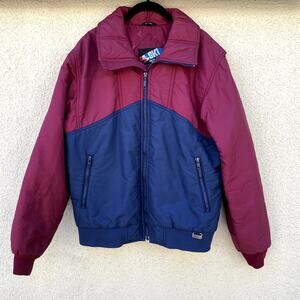 Vintage White Stag Ski Jacket Men's L Maroon Blue